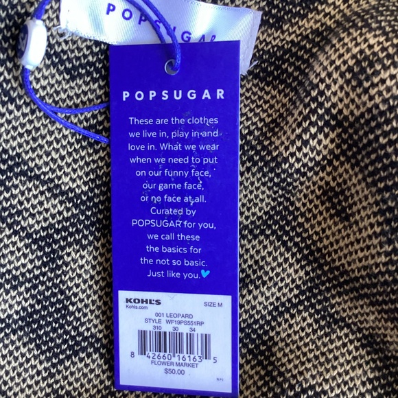 NWT Sugar POP leopard cotton blend cardigan sweater with large pockets size Med - Picture 10 of 16